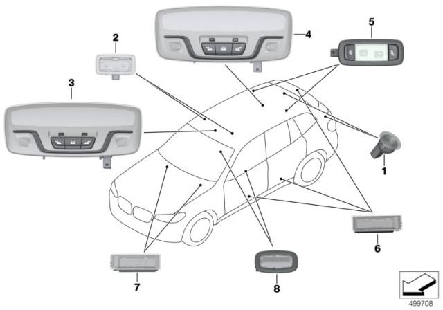 2019 BMW X3 Various Lamps Diagram