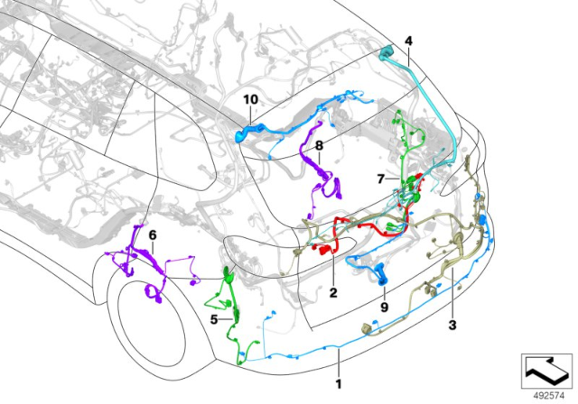 2020 BMW X5 Repair Cable Main Wiring Harness - Rear Diagram