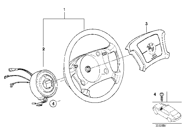 1997 BMW 318i Steering Wheel Airbag Diagram 1