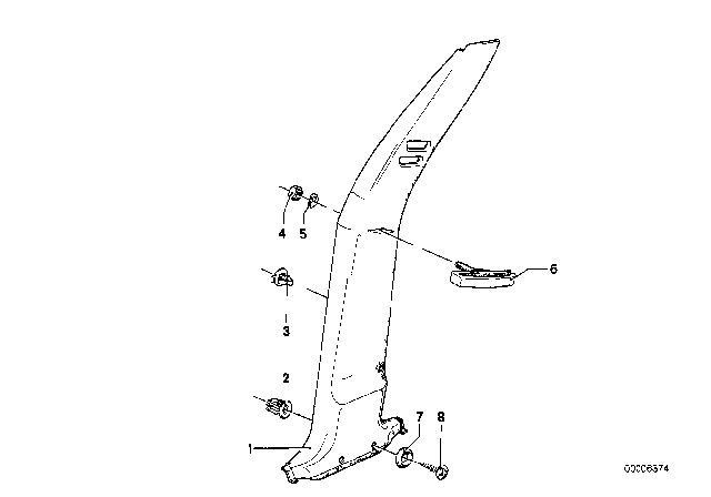 1984 BMW 733i Trim Panel Column Diagram 1