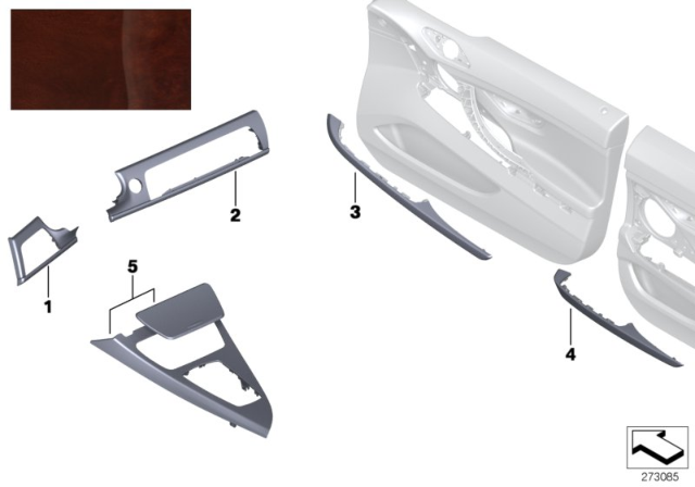 2014 BMW 650i Gran Coupe Wooden Strip, Door Rear Left Diagram for 51428032939