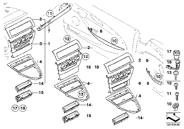 2010 BMW 650i Real Maple Wood-Grain Trim Diagram