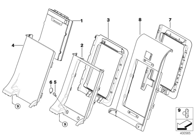 2010 BMW X5 Rear Seat Ski Bag Diagram