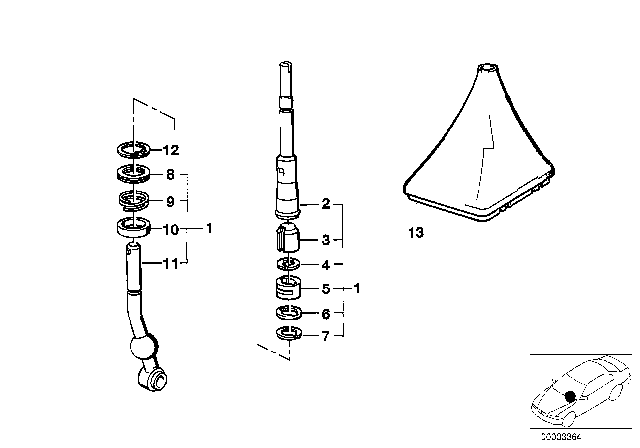 1988 BMW 325ix Gearshift, Mechanical Transmission Diagram 3