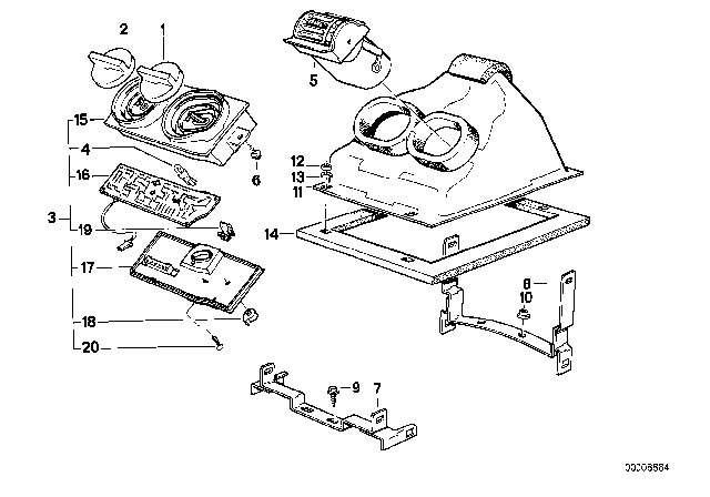 1986 BMW 635CSi Cold Air Duct Center Diagram for 64511380690