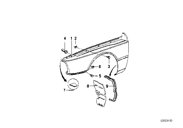 1976 BMW 530i Side Panel, Front Right Diagram for 41351834746