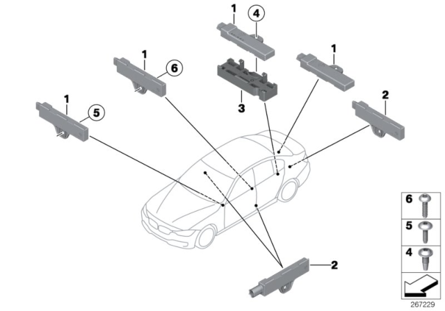 2019 BMW 440i Single Parts, Aerial, Comfort Access Diagram