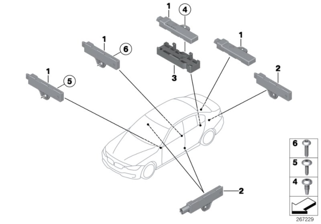 2020 BMW 440i Single Parts, Aerial, Comfort Access Diagram