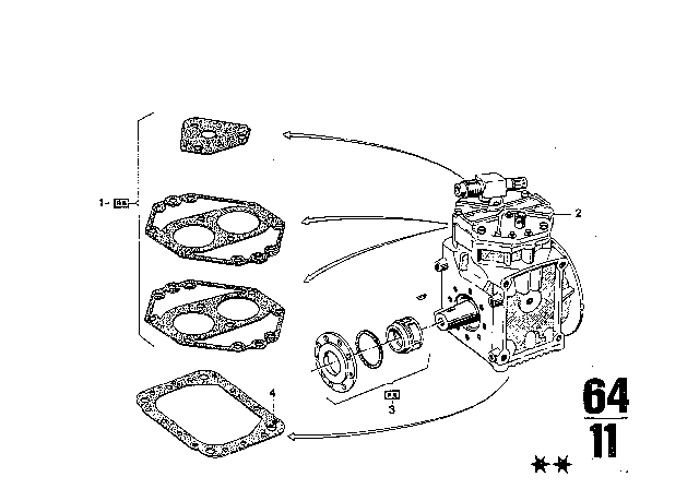 1969 BMW 2800 Gasket Set Cylinder Head Diagram for 64521356615