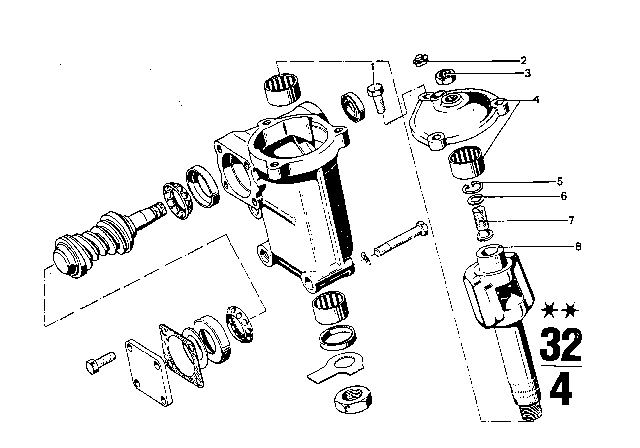 1975 BMW 3.0Si Steering Box Single Components Diagram 3