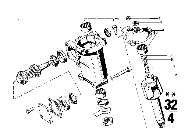 1970 BMW 2500 Steering Box Single Components Diagram 3