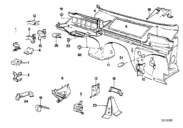 1987 BMW 325i Front Body Parts Diagram 2