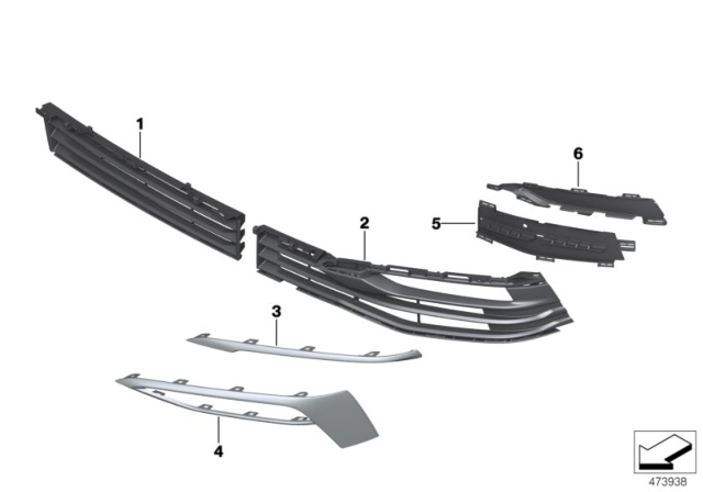 2019 BMW 530e Grille, Air Inlet, Middle Diagram for 51117385267