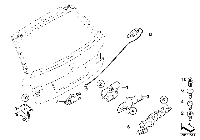 2008 BMW 535xi Trunk Lid / Closing System Diagram