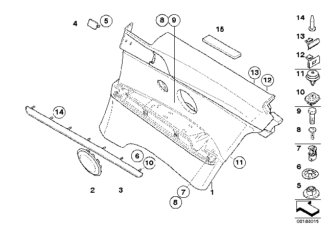 2011 BMW 328i Lateral Trim Panel Diagram 1