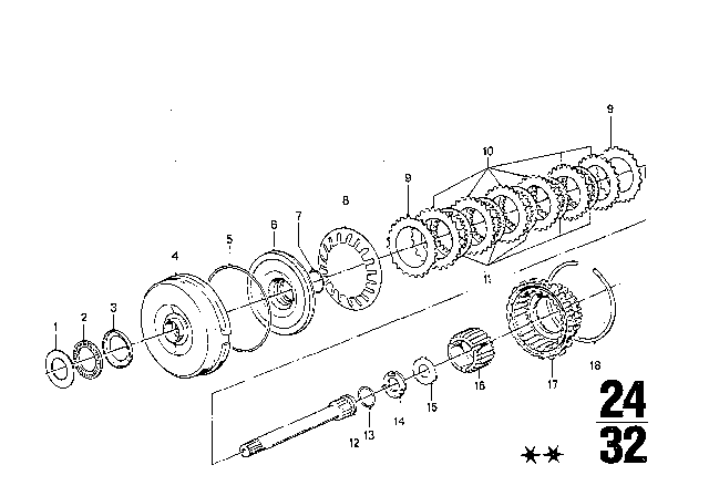 1975 BMW 3.0Si Drive Clutch (ZF 3HP22) Diagram 1