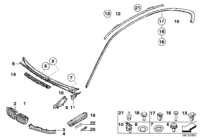 2001 BMW M3 Exterior Trim / Grille Diagram 2