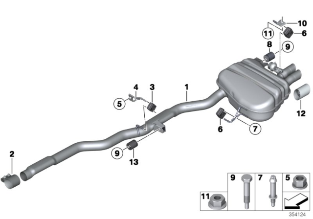 2012 BMW 528i xDrive Tailpipe Trim, Chrome Diagram for 18307823928