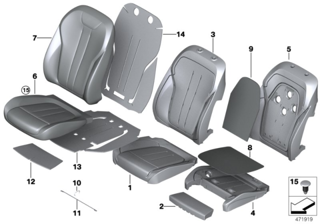 2018 BMW X5 Seat, Front, Cushion & Cover Diagram