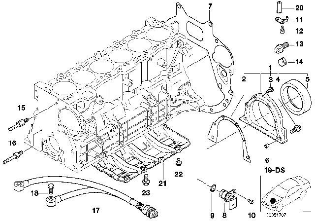 1998 BMW 528i Crankshaft Position Sensor Diagram for 12141709616