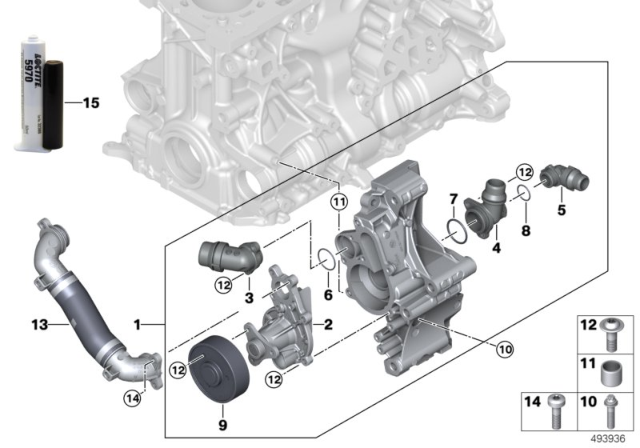 2020 BMW 530i Cooling System - Coolant Pump Diagram