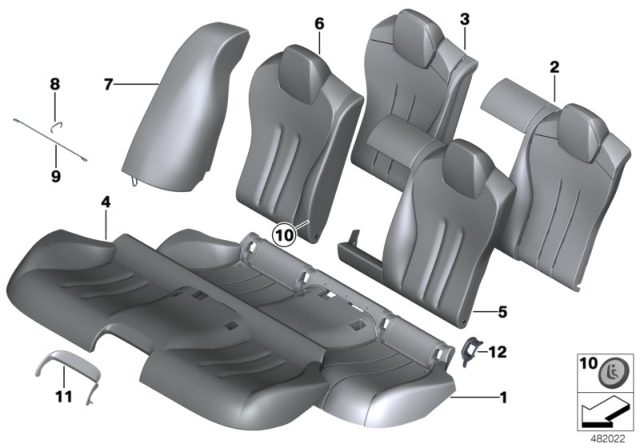 2016 BMW 650i Gran Coupe Leather Cover, Rear Seat Diagram for 52207289440