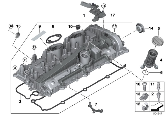 2020 BMW X4 M Cylinder Head Cover / Mounting Parts Diagram