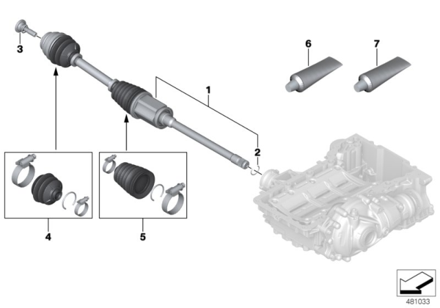 2018 BMW M550i xDrive Exchange Output Shaft, Front Right Diagram for 31608683336