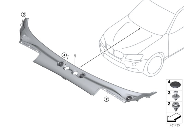 2017 BMW X3 Trim Panel, Cowl Panel Diagram