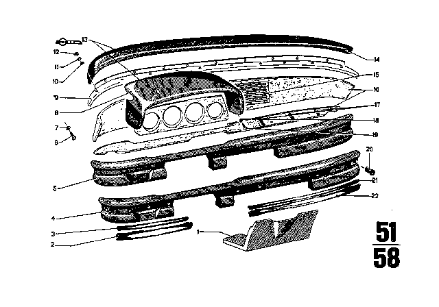 1970 BMW 2800CS Dashboard Support Diagram