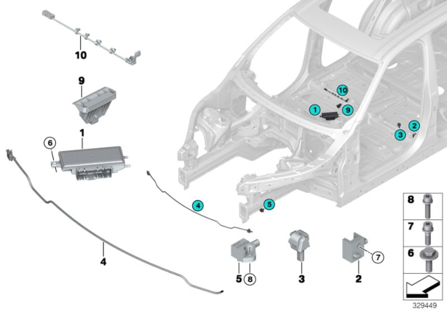 2018 BMW X6 Electric Parts, Airbag Diagram