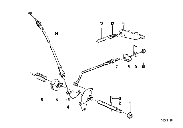 1986 BMW 524td Accelerator Bowden Cable Diagram for 24341215735