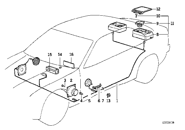 1993 BMW 320i Single Components Stereo System Diagram