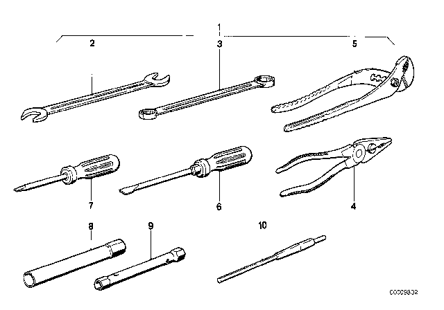 1975 BMW 530i Tool Kit Diagram