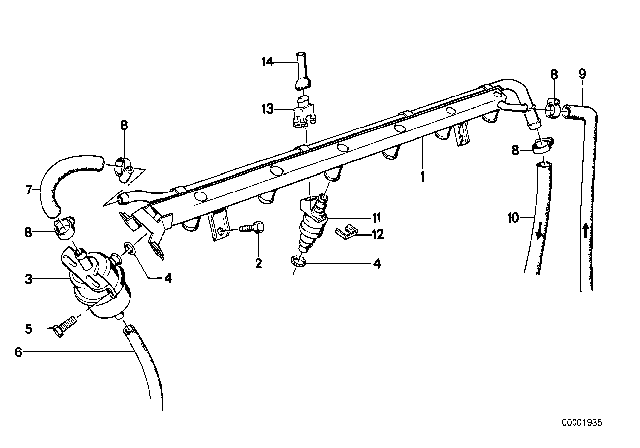 1987 BMW M6 Injection Tube Diagram for 13531310706