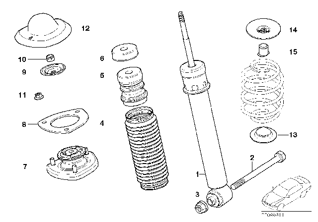 2006 BMW X5 Single Components For Rear Spring Strut Diagram