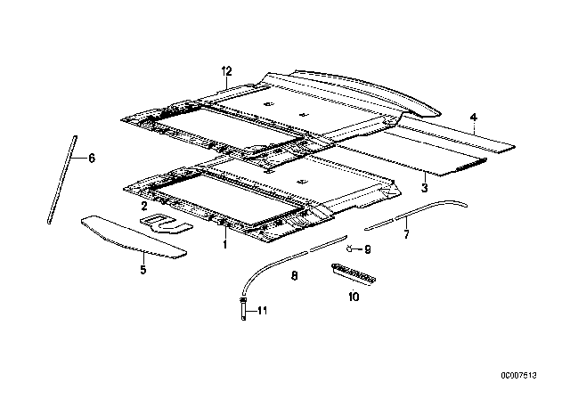 1983 BMW 633CSi Trim Sliding Lifting Roof Diagram