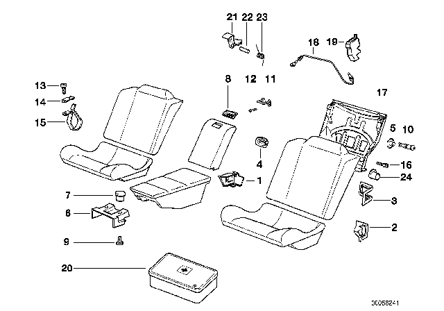 1996 BMW 840Ci Single Parts For Fold-Down Backrest Diagram