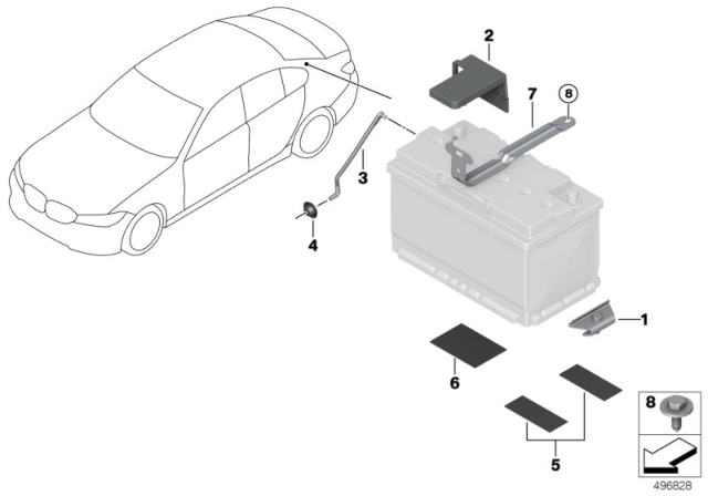 2019 BMW 330i xDrive Original BMW Battery Mounted Parts Diagram