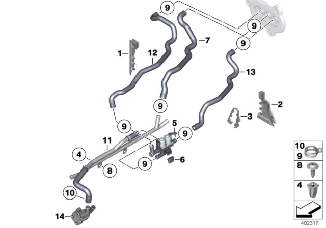 2014 BMW 760Li Cooling Water Hoses Diagram