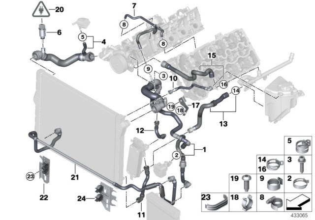 2012 BMW 750Li Cooling System Coolant Hoses Diagram 2