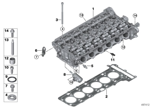 2020 BMW 740i CYLINDER HEAD WITH VALVE GEA Diagram for 11127934494