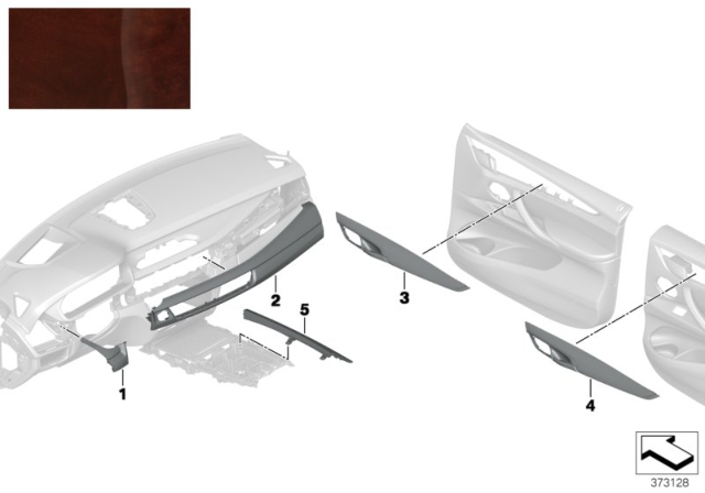 2016 BMW X5 Individual Wood Ash Vulcano Braun Diagram