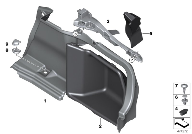 2015 BMW 435i xDrive Gran Coupe REAR RIGHT TRUNK TRIM Diagram for 51477337218