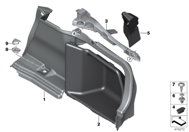 2016 BMW 428i xDrive Gran Coupe Trunk Trim Panel Diagram 1