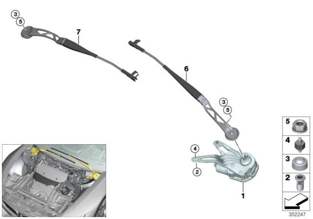 2014 BMW i8 Single Wiper Parts Diagram