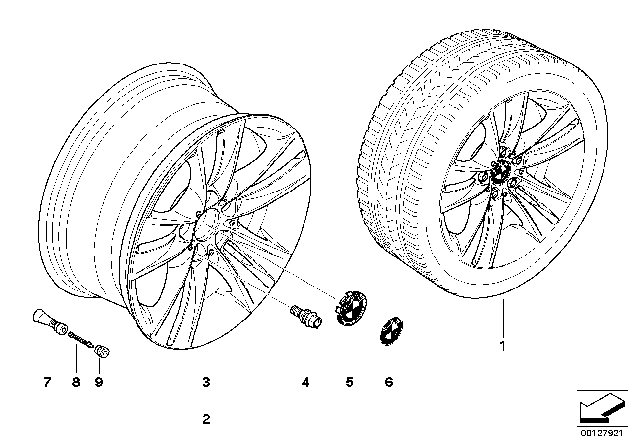 2002 BMW X5 BMW Light Alloy Wheel, Spider Spoke Diagram