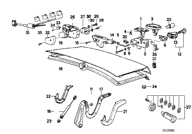 1993 BMW 740iL Trunk Lid / Closing System Diagram