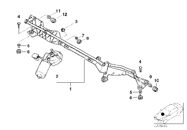 2000 BMW Z8 Single Wiper Parts Diagram