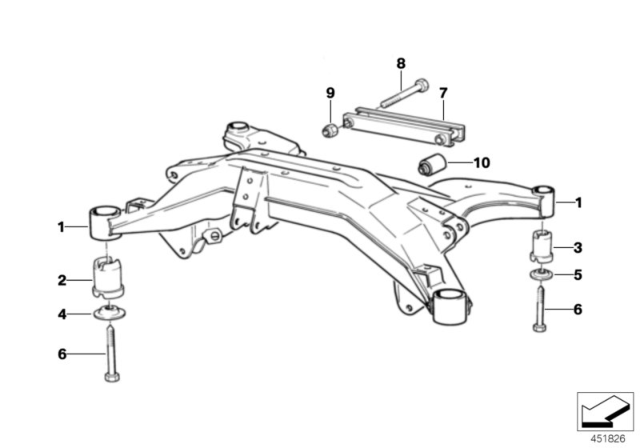 1991 BMW 850i Rear Axle Carrier Diagram